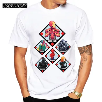 

2019 New Men Fashion Captain America Civil War Heroes T-shirt Short Sleeve Team Iron Man Printed t shirts Funny Comics tops