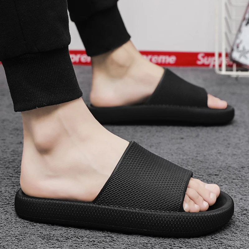 XIMISEN Thick bottom Men's Slippers Men Shoes Couple Flip Flops Soft Casual four seasons Non-slip Wholesale Beach Shoes