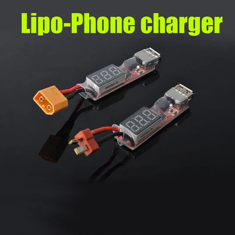 2S-6S Lipo battery to Mobile phone charger with display XT60/T plug USB port charging cable lipo discharger | Игрушки и хобби