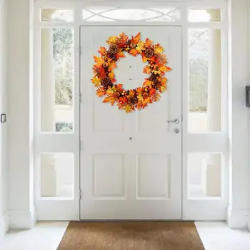 

Artificial Wreath Pendant Handmade Simulation Pumpkin Wreath Lifelike Gorgeous Front Door Fall Decoration Thanksgiving Holidays