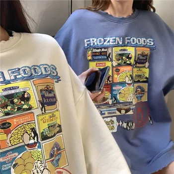 

Loose White Orange Blue Green Womens Long Sleeve Autumn Girls Hoodies Fall Cute Students Streetwear Casual Tops Sweatshirt