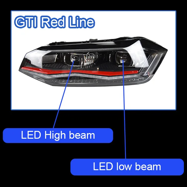 2 шт. автомобильный Стайлинг для VW Polo фары- Polo светодиодный фонарь DRL фара ближнего света дальнего света все светодиодный - Цвет: GTI-LED KIT