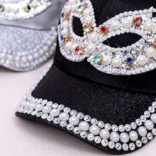 Ювелирные изделия для мамы и дочки, искусственный кристалл, стразы украшенная маска, бейсбольная кепка с полой сеткой, бейсболка, регулируемая, грязная булочка, остроконечная шляпа