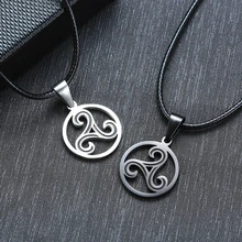 TRISKELE – collier en acier inoxydable pour hommes, pendentif TRIPLE spirale, bijoux cadeaux pour athlètes