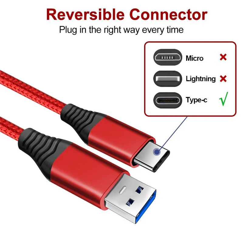 Кабель для зарядки с разъемом USB3.0 A male to Type C 3 А кабель быстрой телефонов Huawei Xiaomi LG