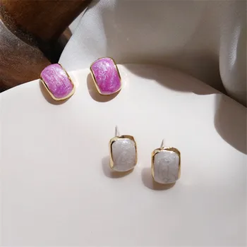 

Fashion Temperament Personality C Earrings Minimalist Style Geometric Rectangle Stud Earrings for Women Jewelry Accessories