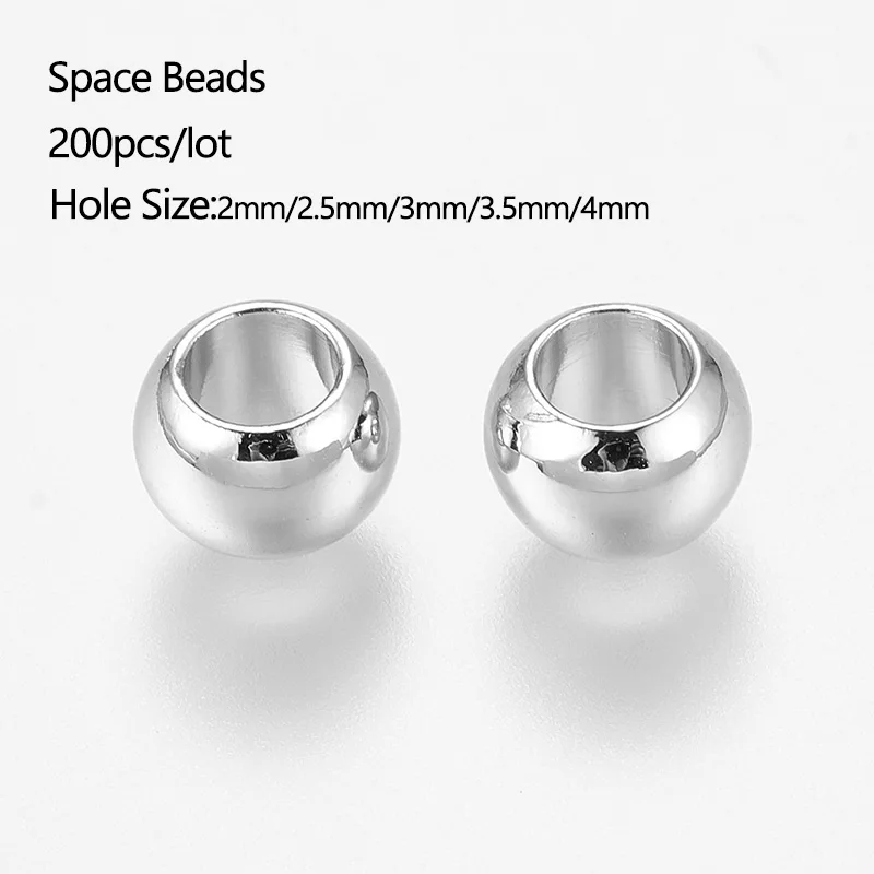 

200pcs/lot 2/2.5/3/3.5/4mm Big Hole Copper Crimp Space Beads Stopper Spacer Beads DIY Making Bracelet Necklace Jewelry Findings