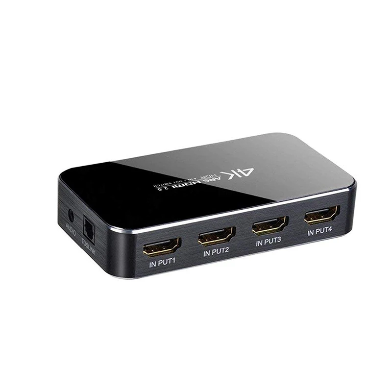 HDMI Switch 4K@60Hz 4 in 1 Out with Audio Optical/Remote Control, HDMI Splitter with Audio Extractor Support ARC photo