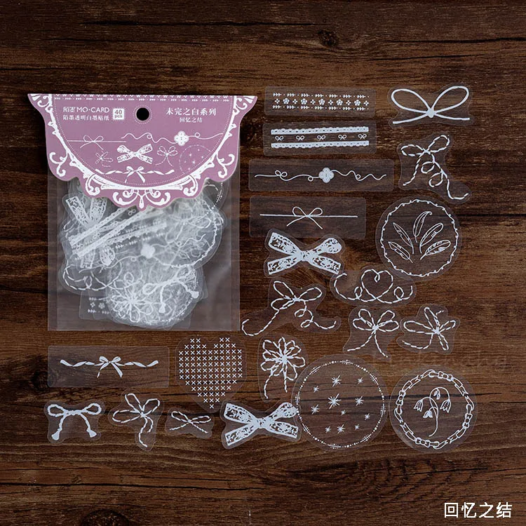Белые кружева цветок письмо почтовый знак прозрачные кавайные декоративные наклейки планировщик для скрапбукинга канцелярские японский дневник наклейки - Цвет: 5