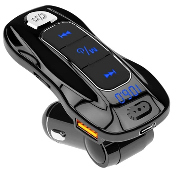 

USB Car Charger Delicate Design BC55 18W Quick Charge USB Charger BT Hands-Free Car Kit FM Transmitter Modulator