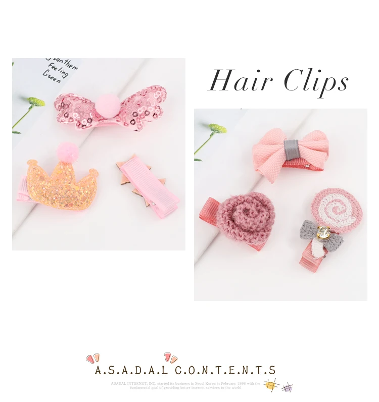 Kids Children Hair Accessories Hairpins Barrettes Baby Fabric Bow Flower Princess Hair Clip Girls Elastic Hair Bands Ties in Box