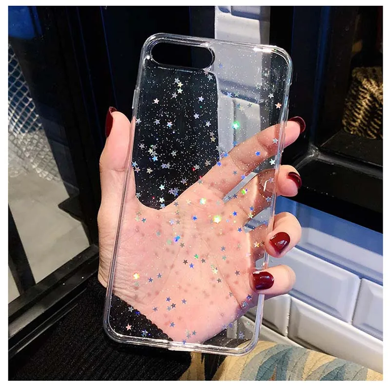 Блестящие чехлы со звездами и блестками из мягкого ТПУ для iphone X XS XR MAX 8 7 6 6S Plus