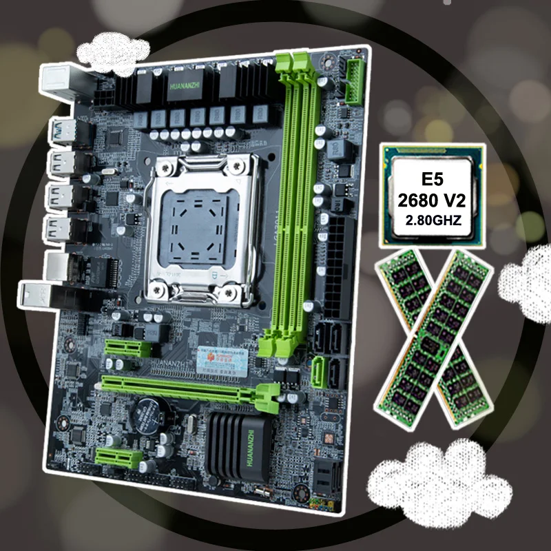 Материнская плата HUANANZHI X79 LGA2011, процессор RAM bundle, скидка X79, материнская плата с процессором Intel Xeon E5 2680 V2 RAM 32G (2*16G) RECC Материнская плата HUANANZHI X79 LGA2011, процессор RAM bundle, скидка X79, материнская плата с процессором Intel Xeon E5 2680 V2 RAM 32G (2*16G) RECC