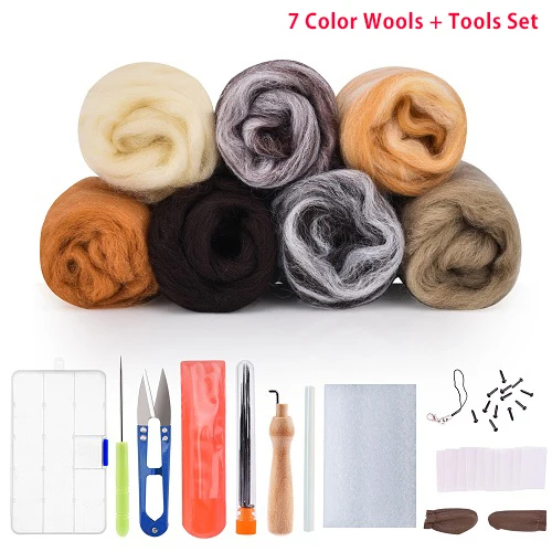 7/24/36/50 Colors Wool Felt Craft Kit Needle Felting Starter Fabric Yarn Roving DIY Spinning Sewing Mold Needlework Accessories - Цвет: A10