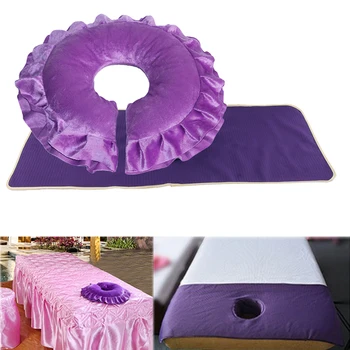

2pcs Spa Face Massage Bed Set, Zip Closure Massage Face Cradle Pillow w/ Reusable Bed Pad Sheet Cover Kit with Breathing Hole