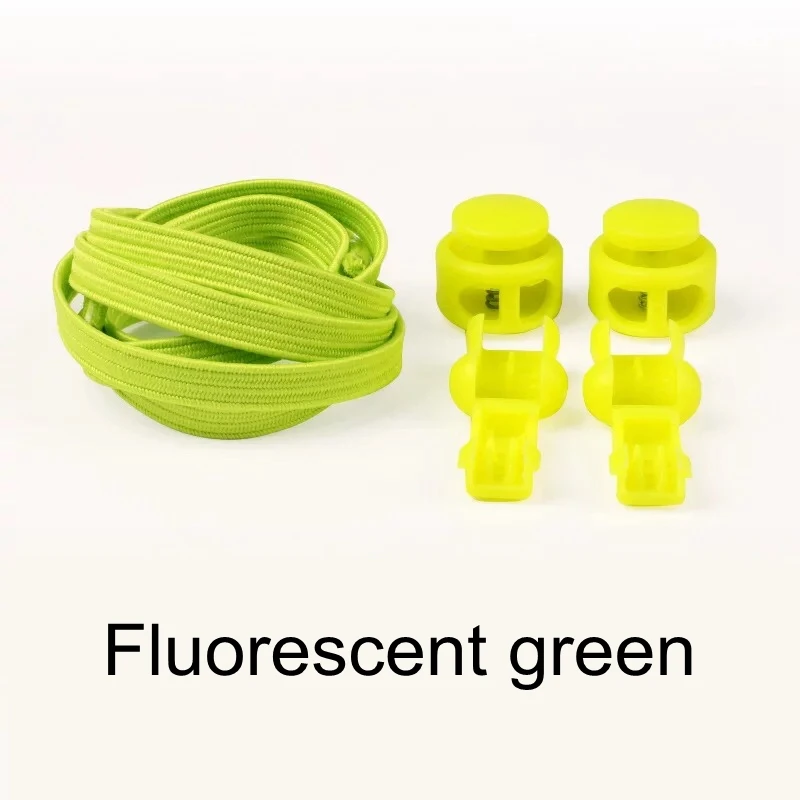 Fluorescent green 1 пара растягивающиеся шнурки высокого качества без шнуровки Шнурки плоские уличные кроссовки для отдыха ленивые шнурки унисекс - Цвет: Fluorescent green