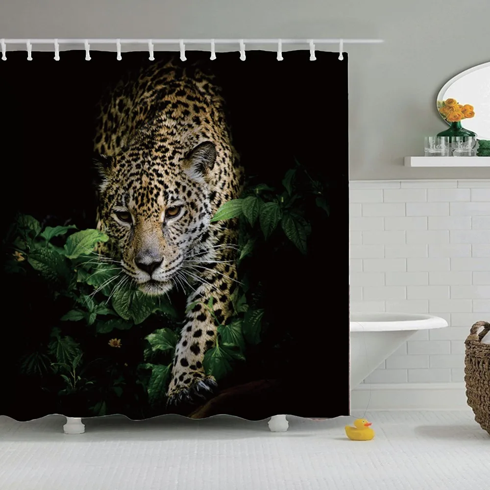 Dafield Leopard Shower Curtain 3d Super Cool Leopard Print Set Animal Print Bathroom Decor With Hooks Shower Curtains Aliexpress