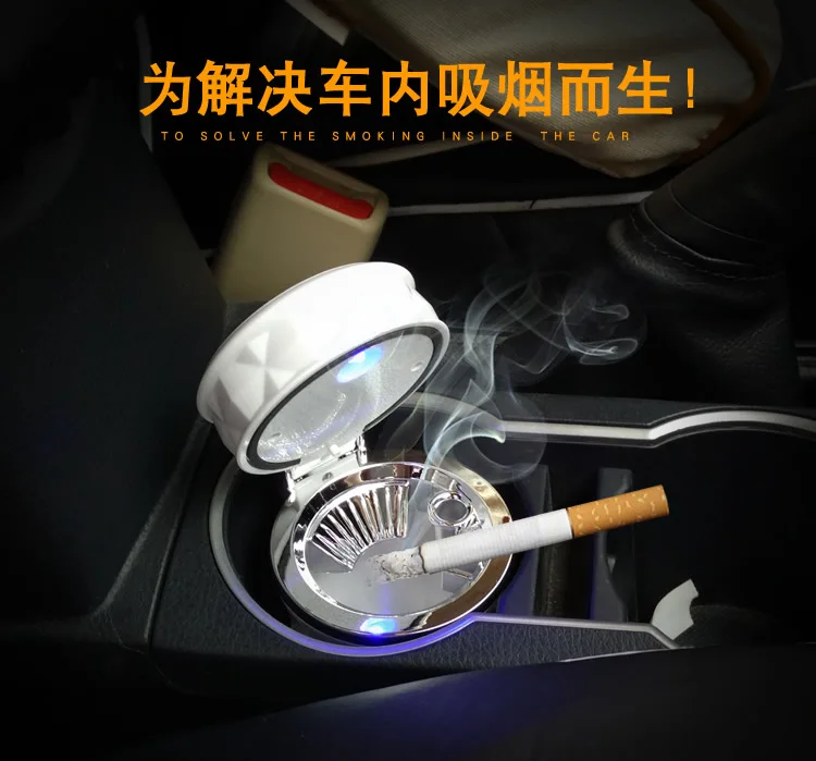 Car Diamond Split Surface Automobile Ashtray Car Ashtray with LED Light Car Ashtray