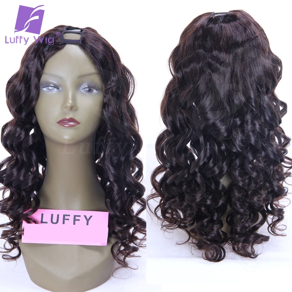 Loose Wave U Part Wig Human Hair 180 Density 1x4inch 2x4inch U Open Size Remy Long Brazilian Hair Wigs For Black Women LUFFY