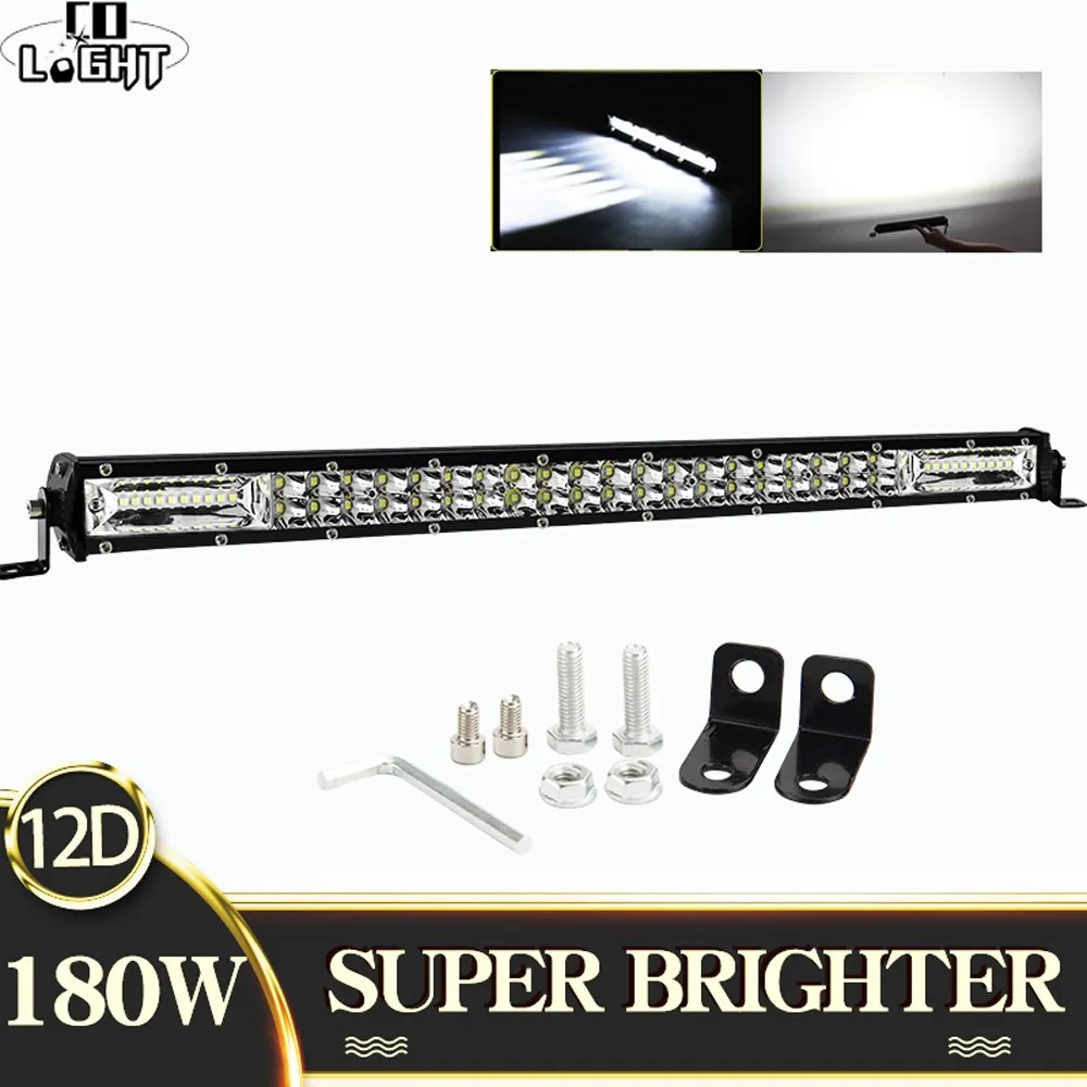 

CO LIGHT Super Slim 60W 180W 300W Offroad LED Work Light Bar 8" 20" 32"Led Bar 4x4 Combo Beam for Cars Auto Jeep ATV UAZ 12V 24V