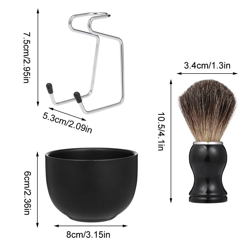 Men Shaving Set with Shaving Soap Bowl Shaving Brush Stand Base Barber Shaving Tools Male Facial Hair Cleaning Bathroom Kit
