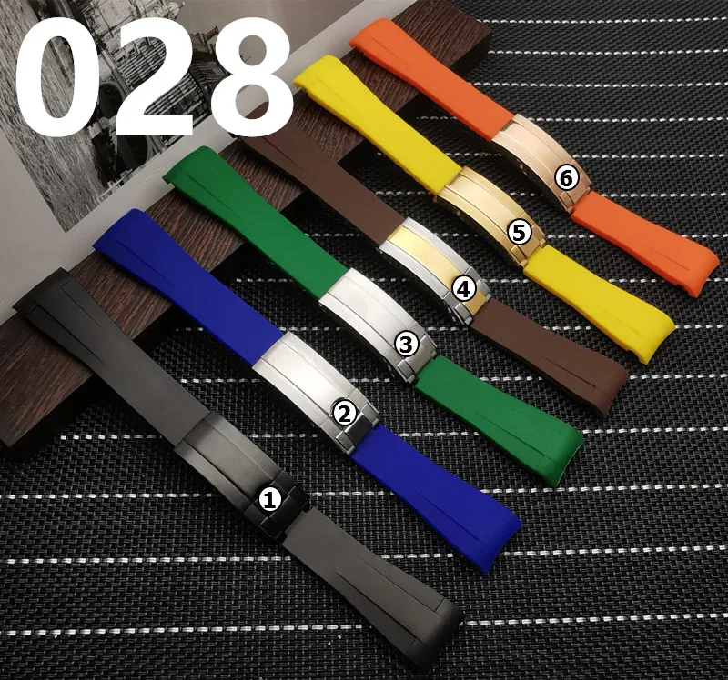

B028 Rubber Silicone Watchband Combination Buckle Watch Strap Fit For Role strap RX Daytona Submariner GMT explorer Bracelet