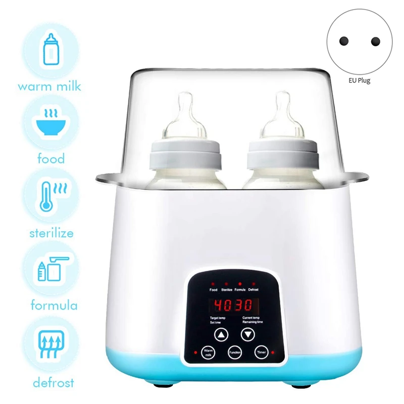  EU Plug Baby Bottle Warmer Bottle Steam Sterilizer 5-In-1 Smart thermostat Double Bottle Baby Food 