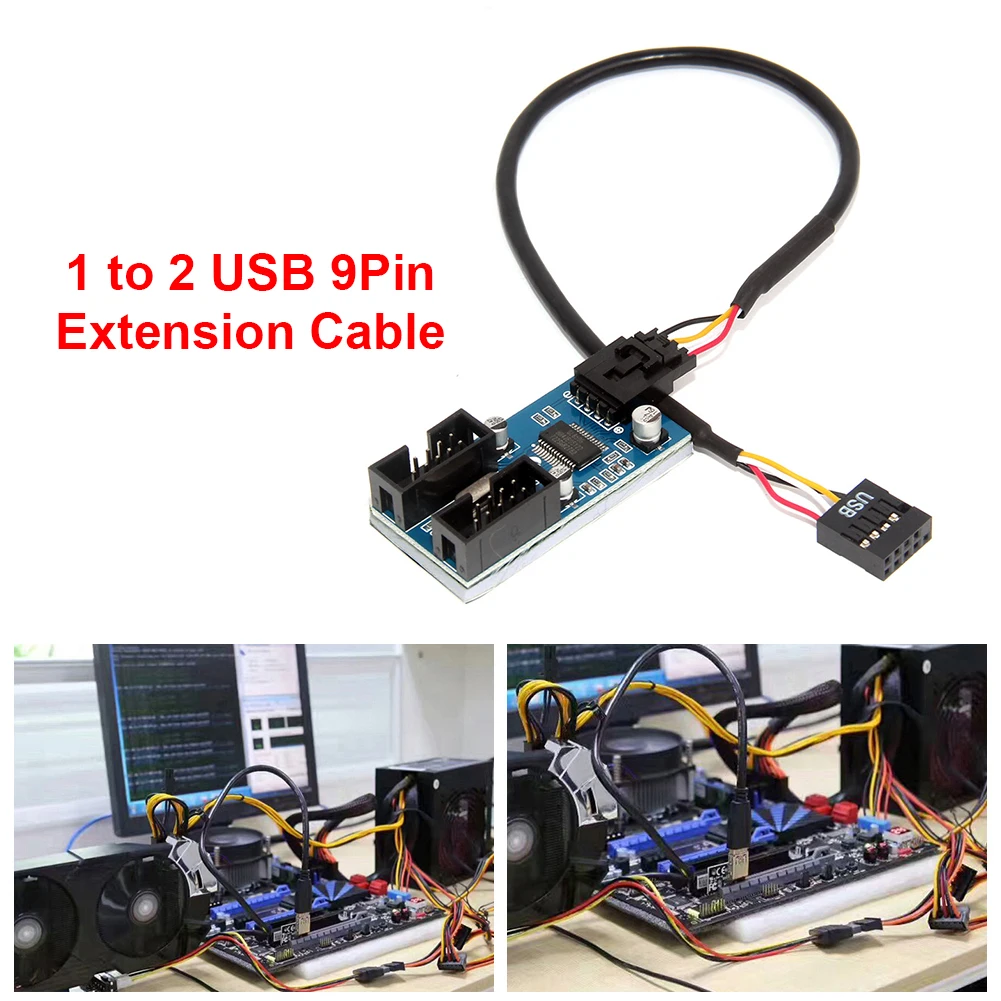 USB 2.0 HUB 1 to 2/4 Extension Splitter Cable for Motherboard USB 9 Pin Header Connector Description Image.This Product Can Be Found With The Tag Names 9 pin usb header male 1 4 female extension cabl, Motherboard usb header splitter, Usb motherboard 9pin extension
