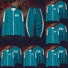 Squid Game Men Women Costumes Jackets Pants Round Six Cosplay Sports Zipper Cardigan Digital 456 Printing Pocket Sweatshirts Set