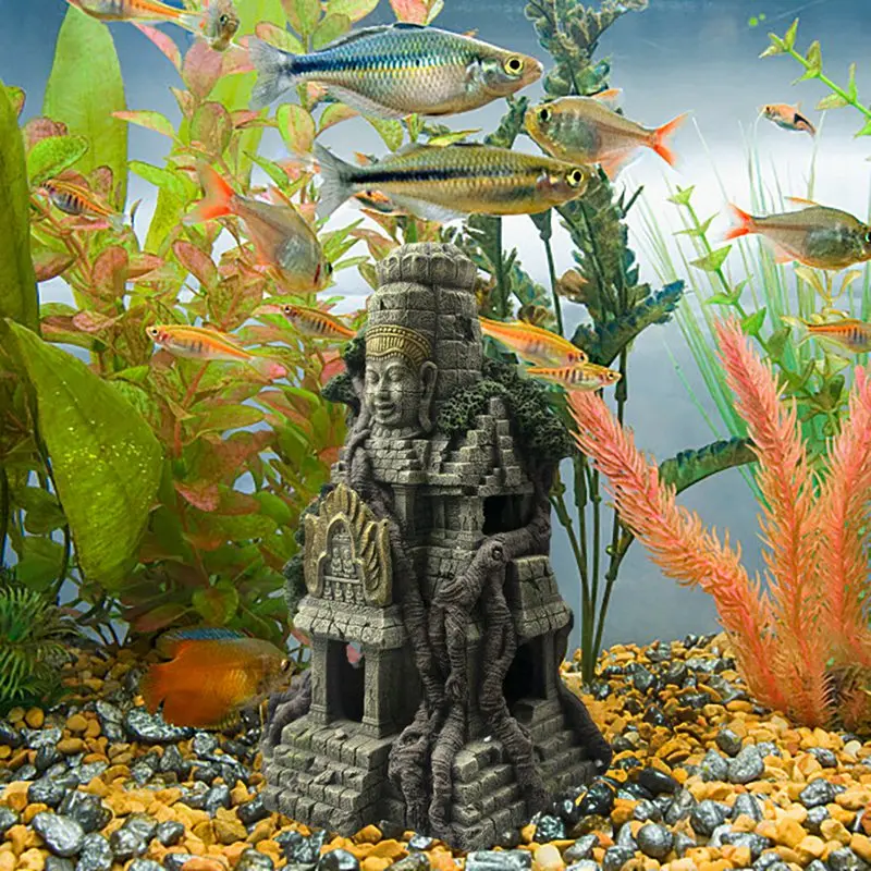 Aquarium Statue Decor Reptile Hideout Cave Decoration Fish Tank Resin Egyptian Pharaoh Ssculpture | Дом и сад
