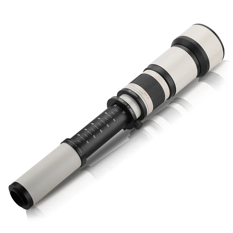 Lightdow 650-1300mm F8.0-F16 Super Telephoto Manual Zoom Lens+T2-AI for Canon Nikon Sony Pentax DSLR Camera