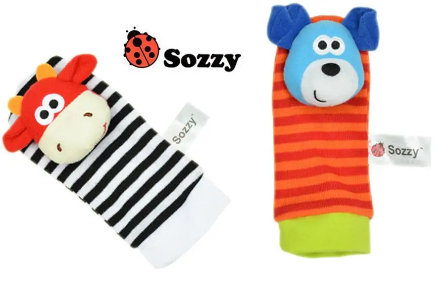 Носки для новорожденных от 0 до 24 месяцев носки для ног в виде животных игрушки-Погремушки Развивающие мягкие наручные игрушки - Цвет: e