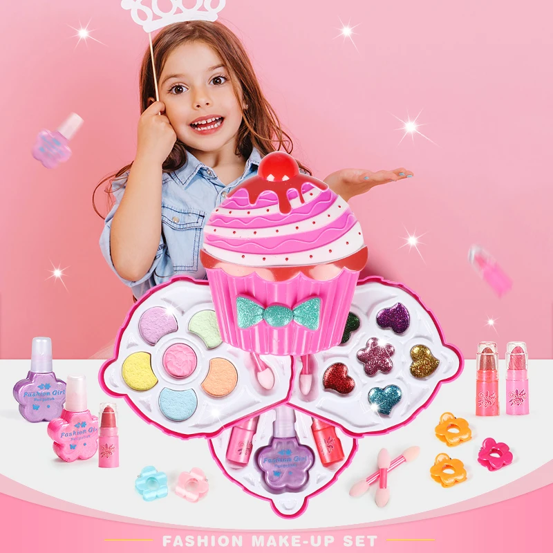 

Kids Make Up Toy Set Pretend Play Princess Pink Makeup Beauty Safety Non-toxic Kit Toys for Kids Girls Dressing Cosmetic Gifts