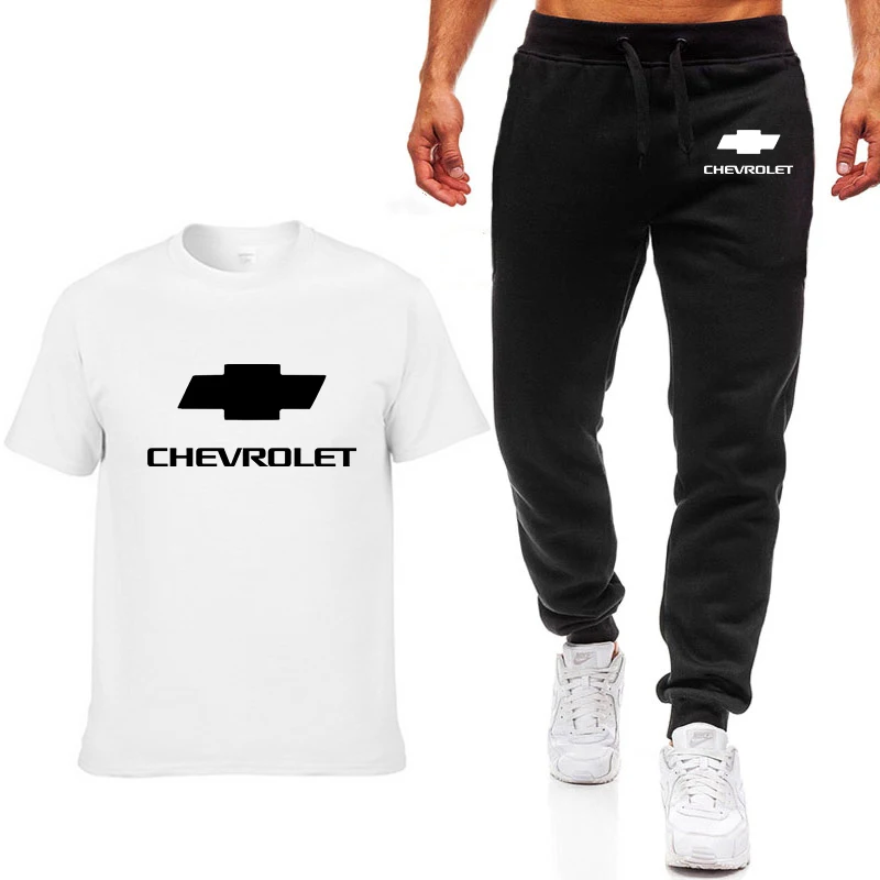 01 Модные летние мужские футболки с логотипом Chevrolet, с принтом в стиле хип-хоп, повседневные, хлопковые, с коротким рукавом, высокое качество, Мужская футболка, штаны, костюм - Цвет: 01