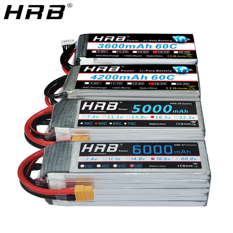 HRB 5S 18 5 V Lipo батарея XT60 1800 2200mah 2600mah 3000mah 3300mah 4000mah 5000mah 6000mah 10000mah 12000mah 22000mah RC