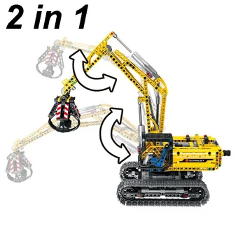 

City Series Technic Building Blocks Set 2 In 1 Engineering Truck Excavator Model Brick Toys For Kids Boys Compatible Technic
