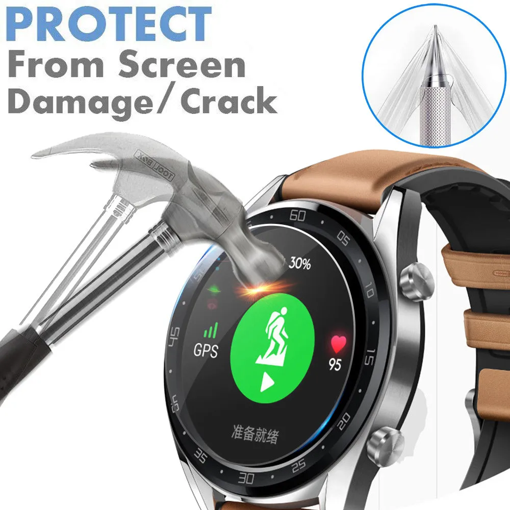 

5PCS Explosion-proof TPU Screen Protector Full Coverage Protective Film For Huawei Watch GT Smart Watch Screen Protector Cover