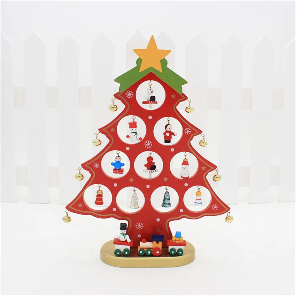 Рождественская елка, Санта Клаус, снеговик, деревянные качели, украшение, цельная деревянная елка, настольное украшение