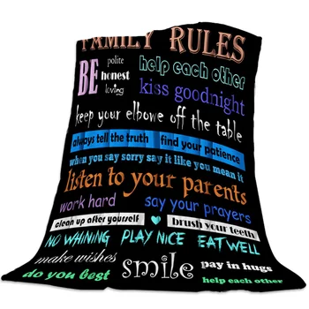 

Family Rules Colorful Text Throw Blanket Bedspread Soft Fleece Blanket Air/Sofa/Bedding Winter Bedsheet