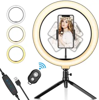 

Ring Light with Tripod Stand and Phone Holder, 10.2'' Selfie Right Light for Live Streaming YouTube Video Vlog LED Ring Light