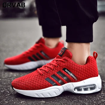 

Men Shoes Breathable Mesh Sneakers Men High Quality Black Red White Summer Air Sole Tennis Trainers Mens Shoes Casual Size 39-47
