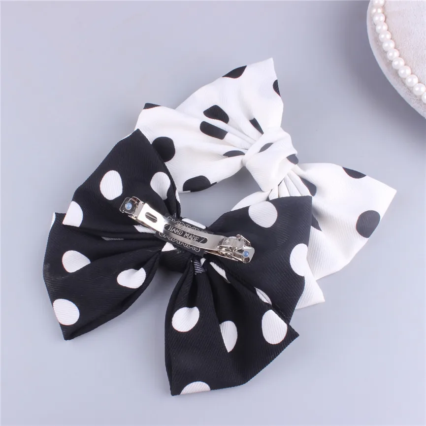 

1PC Polka Dot Print Hair Bows Women French Clip Handmade Big Bowknot Hairpins Girls Headwear Fashion Hair Accessories