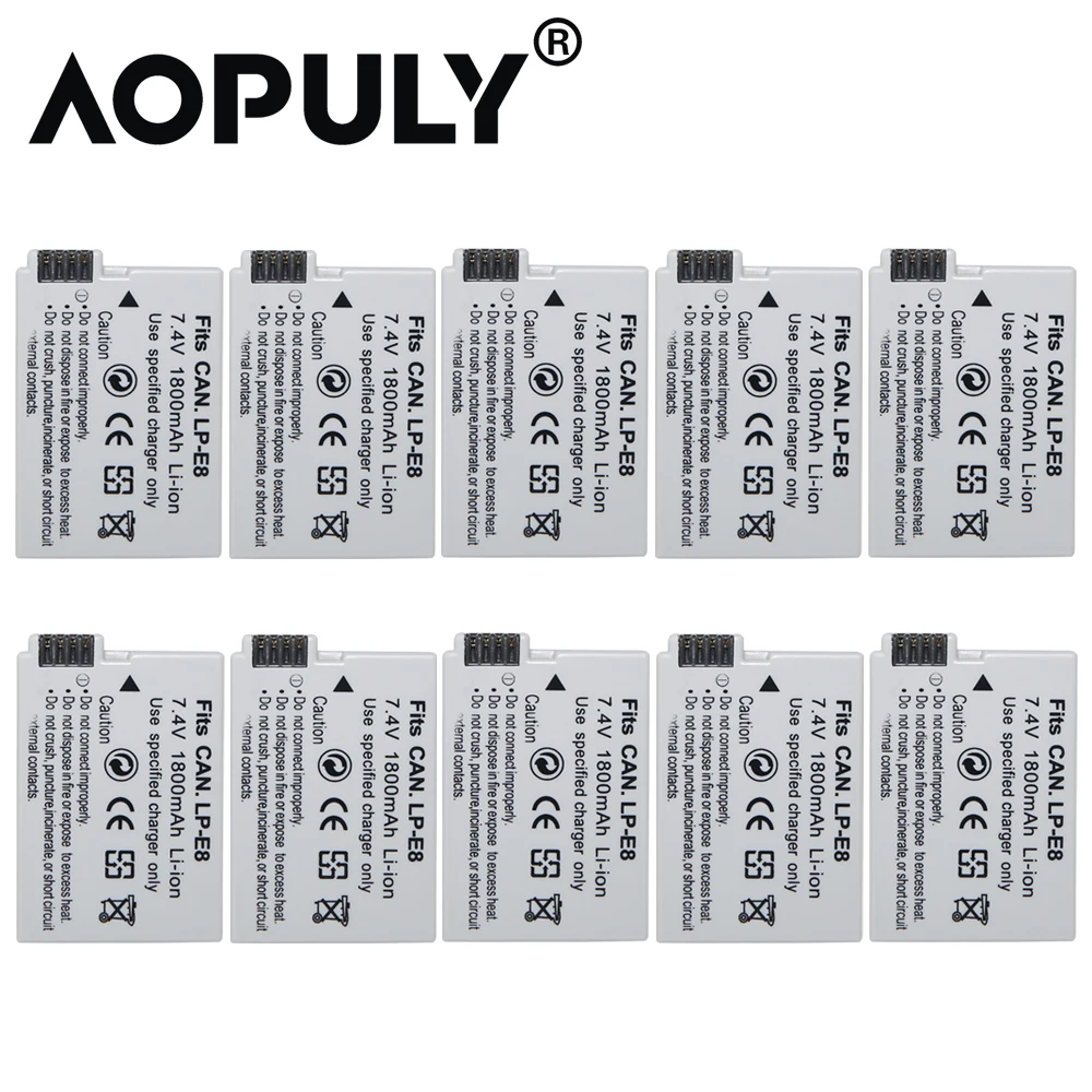 wholesale 10pcs 1800mAh LP E8 LP E8 LPE8 Camera Battery Batteries AKKU