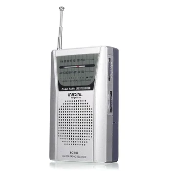 

Pocket Radio Universal BC-R60 Telescopic Antenna Mini AM/FM 2-Band Radio World Receiver with Speaker 3.5mm Earphone Jack