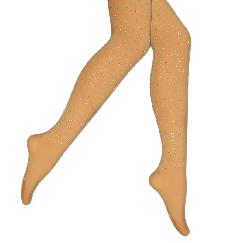 Adult Children Rhinestone Figure Skating Pants Pantyhose Gymnastics Ice Skating Pant Socks Shining Girls Tights Fitness Leggings