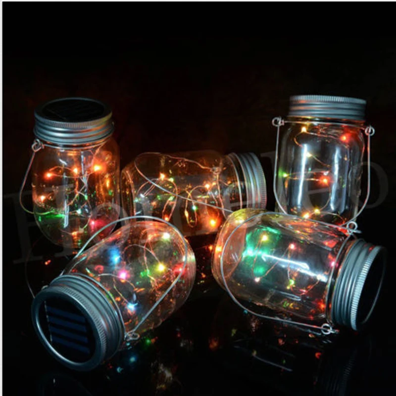 

2M Solar Powered 20 LED String Light Christmas Wedding LED String Fairy Light for Glass Mason Jars Lid Outdoor Garden Decor