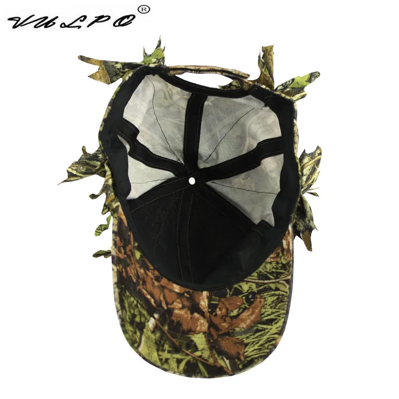 Outdoor Tactical Camouflage Cap With Bionic Leaf Camo Hunting Hat Sniper Hidden Jungle Hat