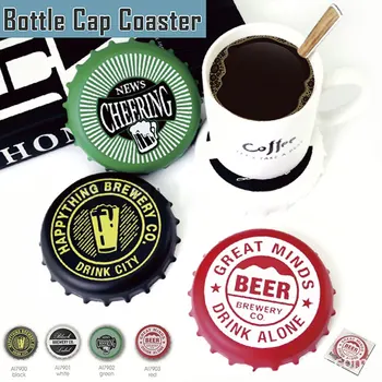

4pcs Beer Bottle Cap Designtable Mats Drink Coaster Table Placemats Creative Coffee Mug Mats Heat-Resistant Nonslip Pads