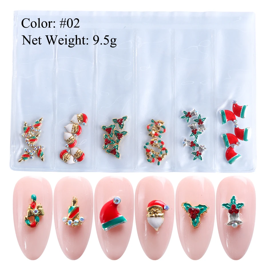 1 упаковка рождественские Стразы для ногтей 3D металлические украшения для ногтей снежинка снеговик Санта Клаус Лось подарок бриллианты Маникюр TR1532