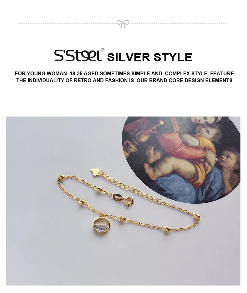 Капли воды браслеты для женщин 925 пробы серебро золото цвет ювелирные изделия бисерная цепочка подвески регулируемые браслеты Boho Bijoux Femme